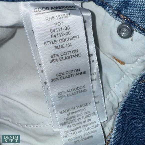 Good American Good Boy High Rise Distressed Straight Leg Raw Hem Jeans Sz 29 - Picture 13 of 13